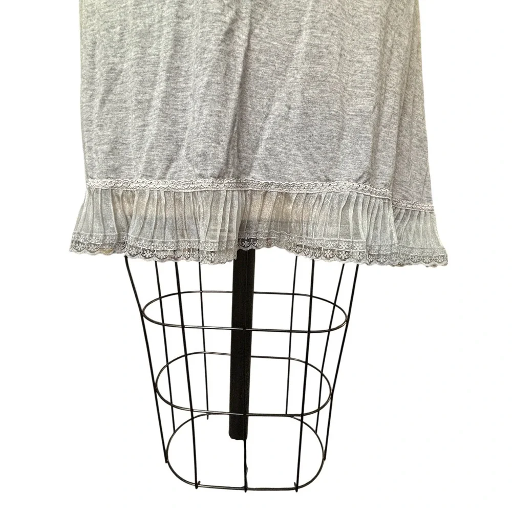 Lace Trim Victoria's Secret Angels Nightgown Ruffle Hem Chemise S Grey Vintage